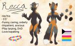  absurd_res anthro bracelet canid canine demisexual_pride_colors description ear_piercing eyewear fox glasses hi_res jewelry lgbt_pride male mammal marble_fox model_sheet pansexual_pride_colors piercing pride_colors recca_d. red_fox solo 