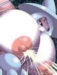  areola big_breasts black_sclera blue_hair bodily_fluids breasts female hair hatterene huge_breasts humanoid hyper hyper_breasts lactating milk nintendo nipples norio_(pheromosa_times) pink_areola pink_nipples pok&eacute;mon pok&eacute;mon_(species) smile solo video_games white_body white_eyes 