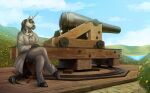  3d_(artwork) american_civil_war anthro blender_(software) civil_war clothed clothing dahlgren_gun digital_drawing_(artwork) digital_media_(artwork) equid equine field fort fort_darling gun horn horse james_river little_boots male mammal pose ranged_weapon river scenery solo solo_focus suit sunny sunny_way unicorn unicorn_horn weapon 