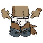 1:1 alpha_channel anthro blue_bottomwear blue_clothing blue_pants bottomwear bottomwear_down briefs bulge canid canine canis clothed clothing domestic_dog english_text gesture hanes male mammal matt_riskely pants pants_down partially_clothed pointing solo text tighty_whities tinydeerguy underwear white_briefs white_clothing white_underwear 