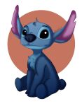  2021 alien black_eyes blue_nose chest_tuft disney experiment_(lilo_and_stitch) head_tuft hi_res lilo_and_stitch logowo_gastika looking_at_viewer notched_ear simple_background sitting small_tail solo stitch_(lilo_and_stitch) tuft 
