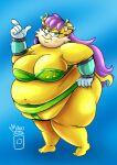  2017 anthro archie_comics asian_clothing belly big_belly big_breasts bottomwear bra bracelet breasts cleavage clothed clothing ear_piercing ear_ring east_asian_clothing female gloves hair half-closed_eyes hand_on_butt handwear herpestid hi_res hyper hyper_belly japanese_clothing jewelry long_hair looking_at_viewer mammal mawashi mina_mongoose mongoose narrowed_eyes navel obese obese_anthro obese_female overweight overweight_anthro overweight_female piercing purple_hair raised_tail ring_piercing royaljellysandwich sega side_view smile smiling_at_viewer solo sonic_the_hedgehog_(archie) sonic_the_hedgehog_(comics) sonic_the_hedgehog_(series) standing sumo sumo_wrestler thick_thighs topwear underwear yellow_body 