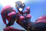  1girl alien blue_eyes breasts highres humanoid_robot looking_at_viewer mecha_musume oberon826 robot small_breasts solo transformers windblade wings 
