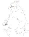  2022 anthro belly blush bottomwear bulge canid canine clothing fugashi4090 hi_res humanoid_hands kemono male mammal nipples overweight overweight_male pants simple_background sketch solo 