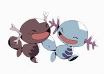  animal_focus bluekomadori closed_eyes commentary happy no_humans open_mouth paldean_wooper pokemon pokemon_(creature) simple_background standing tongue white_background wooper 