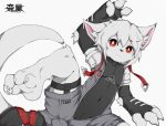  alanisawolf777 clothed clothing dragon fur hair looking_at_viewer male red_eyes slit solo tagme white_body white_fur white_hair 