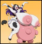  absurd_res anthro big_breasts big_udders bovid bovine breasts cattle deonwolf female hi_res holstein_friesian_cattle huge_breasts mammal solo teats udders wabby_(character) 