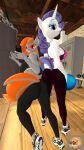  3d_(artwork) absurd_res andromedika anthro bat_pony bra cellphone clothing digital_media_(artwork) duo equid equine exercise_ball female female/female footwear friendship_is_magic gym gym_clothing gym_pals hand_on_leg hasbro hi_res horn leggings legwear looking_at_viewer mammal mr.guinea_pig my_little_pony phone punching_bag rarity_(mlp) selfie shoes smile smiling_at_viewer sneakers sports_bra underwear unicorn weights 