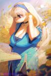  2022 accessory anthro aruurara big_breasts book breasts cleavage clothed clothing female female_anthro fur hair hair_accessory hairband hi_res kemono lagomorph leporid long_hair mammal rabbit red_eyes solo sophia_(aruurara) white_body white_fur white_hair 