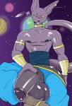  anthro athletic athletic_male balls beerus bodily_fluids clothed clothing domestic_cat dragon_ball dragon_ball_super felid feline felis foreskin genital_fluids genitals hairless hairless_cat half-erect hi_res holding_penis male mammal nipples partially_clothed penis precum presenting presenting_penis retracted_foreskin solo sphynx_(cat) sweat sweaty_balls sweaty_genitalia tsukielewds 