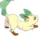  anus ass_up blush butt catmakinbiscuits eeveelution feral genitals hi_res leafeon nintendo pok&eacute;mon pok&eacute;mon_(species) pussy raised_tail simple_background solo video_games white_background yellow_body 