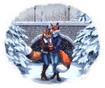 anthro canid canine digital_media_(artwork) female fox hiccupby holidays male male/female mammal park roxy snow squeezy valentine&#039;s_day winter 