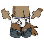  1:1 alpha_channel anthro blue_bottomwear blue_clothing blue_pants bottomwear bottomwear_down briefs bulge canid canine canis clothed clothing crotch_shot digital_media_(artwork) domestic_dog english_text front_view fruit_of_the_loom gesture half-length_portrait male mammal matt_riskely outline pants pants_down partially_clothed pointing portrait solo text tighty_whities tinydeerguy underwear white_briefs white_clothing white_underwear 