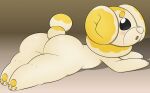  absurd_res anthro butt female fidough food food_creature hi_res looking_at_viewer lying nintendo pok&eacute;mon pok&eacute;mon_(species) pok&eacute;morph solo video_games yellow_body zinzoa 