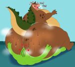  &lt;3 activision anthro belly big_butt blush bodily_fluids brown_body bubble_butt butt canid canine canis crash_bandicoot_(series) crocodile crocodilian crocodylid dingo dingodile duo facesitting green_body hi_res huge_butt hybrid hyper hyper_butt male male/male mammal megacoolbear_(artist) musk obese obese_anthro obese_male overweight overweight_anthro overweight_male reptile scalie sweat sweaty_butt thick_thighs tongue tongue_out video_games 