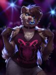  anthro choker dancing domestic_ferret female grin hi_res hiccupby jewelry mammal mustela mustelid musteline necklace rave smile solo true_musteline 