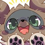  ambiguous_gender black_nose brown_body brown_fur claws excited feral fur green_eyes happy icon kappanuki looking_at_viewer nintendo open_mouth pawpads paws pok&eacute;mon pok&eacute;mon_(species) simple_coloring sivera_(zigzagoon) solo tongue video_games zigzagoon 