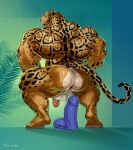  2022 anal anal_masturbation anthro anus back_muscles balls biceps big_butt big_muscles brown_body brown_fur butt coach_(purrcules) crouching dildo english_text felid fur genitals hi_res huge_muscles humanoid_dildo humanoid_genitalia humanoid_penis jaguar mainlion male mammal markings masturbation muscular muscular_anthro muscular_male muscular_thighs nude pantherine penis perineum quads sex_toy solo spots spotted_body spotted_fur spotted_markings tan_body tan_fur text thick_thighs 