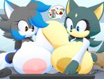  anthro between_breasts big_breasts breast_expansion breast_squish breast_to_breast breasts breasts_frottage duo expansion fan_character female group huge_breasts hyper hyper_breasts male sega short_stack slickehedge sonic_the_hedgehog_(series) squish trio 
