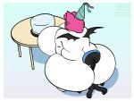  anthro big_breasts big_butt birthday birthday_cake borisalien breasts butt cake chair chiropteran dessert female food furniture hi_res huge_breasts huge_butt mammal moogie_(twistcmyk) nude overweight solo wings 