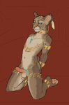  anthro cougar dungeons_and_dragons ear_piercing ear_ring erection fek fekkri_talot felid feline harem_outfit hasbro hi_res kneeling looking_at_viewer male mammal pawpads piercing presenting ring_piercing solo tabaxi wizards_of_the_coast 