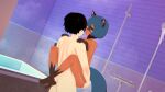  16:9 anthro bathtub blue_body blue_eyes blue_hair blush brand_new_animal brown_body brown_fur canid canine canis digital_media_(artwork) dropper_(artist) duo female fluffy fur genitals hair hand_on_butt hi_res human human_on_anthro interspecies male male/female male_penetrating mammal michiru_kagemori netflix nude penetration raccoon_dog sex shower shower_sex stand_and_carry_position standing standing_sex studio_trigger tanuki widescreen 