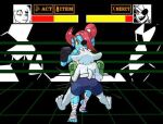  anthro asriel_dreemurr boss_monster bovid boxing_gloves caprine clothing duo female fighting_ring fish goat handwear low_res male mammal marine netto-painter undertale undertale_(series) undyne video_games 