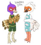  absurd_res anthro avian bird bottomwear clothing colored cranston crossing digital_media_(artwork) duo english_text hi_res invalid_tag male ostrich phil_(disambiguation) ratite shorts text 