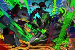  1boy 1girl alolan_sandslash baseball_cap battle blonde_hair dark-skinned_female dark_skin dexio_(pokemon) hat open_mouth outdoors pink-tinted_eyewear pokemon pokemon_(creature) pokemon_sm purple_hair sina_(pokemon) slowbro stakataka suteki2success tinted_eyewear zygarde zygarde_(50) zygarde_cell 