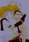  1girl bad_id bad_pixiv_id blonde_hair blue_eyes blush bottomless bow brother_and_sister censored cum flat_chest grin hair_bow hair_ornament hairclip incest kagamine_len kagamine_rin naughty_face nipples penis pussy shinigami_a shirt_lift short_hair siblings smile tears tongue twincest twins vocaloid 