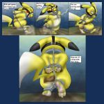  ball ball_gag bdsm bondage bound chain chained comic digital_media_(artwork) electric english_text feral gag gagged gags nintendo pikachu pok&eacute;mon pok&eacute;mon_(species) raptorroper simple_background straps text type video_games 