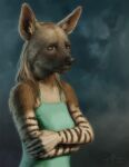  2022 anthro black_nose breasts brown_body brown_eyes brown_fur clothed clothing digital_media_(artwork) dress female fur hair irbeus solo 