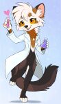  2022 4_fingers anthro aseethe canid canine clothed clothing digital_media_(artwork) fingers fur hair hi_res male mammal open_mouth orange_eyes orange_sclera smile teeth tongue white_body white_fur white_hair 