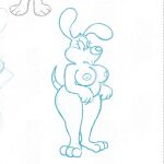  anthro beagle breasts canid canine canis confusion domestic_dog doodle_(doodledoggy) doodledoggy female goo_creature hunting_dog looking_down mammal nude paws scent_hound short_stack sketch solo toonkind 