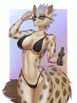  2022 5_fingers amur anthro black_nose breasts claws clothed clothing digital_media_(artwork) eyebrows eyelashes female fingers hi_res hyaenid mammal midriff navel pink_eyes smile solo 