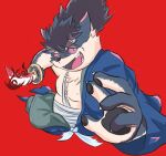  anthro asian_clothing attack canid canine canis clothing domestic_dog east_asian_clothing fur gaitou420 grey_body grey_fur hair japanese_clothing katana kimono lifewonders male mammal melee_weapon ponytail samurai scar shino_(housamo) solo sword tokyo_afterschool_summoners video_games warrior weapon 