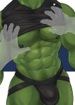  abs black_clothing bulge clothing green_body green_skin hi_res humanoid jockstrap male muscular muscular_humanoid muscular_male nipples orc pecs rsotart solo underwear 