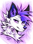  2022 canid canine digital_media_(artwork) fur hair hi_res mammal myarukawolf purple_eyes purple_hair purple_nose smile white_body white_fur 