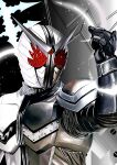  4ze_meteor armor black_armor black_background black_gloves character_request check_character facing_viewer gloves highres kamen_rider kamen_rider_joker kamen_rider_w mask tokusatsu upper_body 