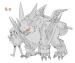  all_fours bandai_namco claws digimon digimon_ghost_game duo female feral human lamortmon long_ears m_t_kn_c male mammal melee_weapon monster multi_ear orange_eyes ruri_tsukiyono sword weapon winged_arms wings 