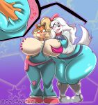  &lt;3 activision anthro big_breasts big_butt blush bodily_fluids breasts bubble_butt butt coco_bandicoot crash_bandicoot_(series) crossover crysnickel drooling duo fay_spaniel female female/female fur grope hi_res nintendo saliva star_fox video_games 