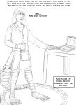  anthro arania armadillo_girdled_lizard candle clothed clothing computer dialogue english_text girdled_lizard hi_res hoodie jack_(tcitw) kilt laptop lizard male monochrome reptile scalie solo text the_cabin_in_the_woods_(arania) topwear 