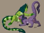  absurd_res balls fur genitals green_body green_fur green_scales hi_res kazzyboii long_tail male male/male oral scales 