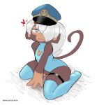  absurd_res admiral_brickell bloons_tower_defense clothing female hair haplorhine heart_clothing hi_res legwear mammal monkey primate raised_tail sincastermon sitting solo stockings straps swimwear tongue tongue_out white_hair 
