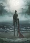  1other beach bloodborne cloud copyright_name from_behind highres holding monster ocean orphan_of_kos solo standing tripdancer weapon 