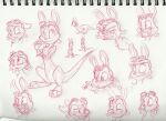  angry_expression anthro c-puff clothing daxter ears_down eyewear fangs feral fingerless_gloves gloves goggles handwear happy jak_and_daxter looking_confused male mammal mischievous_smile multiple_poses mustelid naughty_dog ottsel paws pivoted_ears pose semi-anthro sketch_page solo sony_corporation sony_interactive_entertainment traditional_media_(artwork) video_games worried 