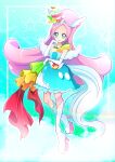  1girl absurdres animal_ears bangs blue_dress blue_hairband boots collarbone cure_parfait dress earrings elbow_gloves full_body gloves grey_eyes hairband high_heel_boots high_heels highres jewelry kirakira_precure_a_la_mode layered_dress long_hair looking_at_viewer mitsuki_tayura necklace parted_bangs pink_hair precure shiny shiny_hair short_dress smile solo strapless strapless_dress symbol-shaped_pupils thigh_boots v-shaped_eyebrows very_long_hair white_footwear white_gloves 