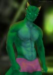  2022 abs anthro argonian athletic athletic_anthro athletic_male balls bethesda_softworks biceps blue_eyes bulge claws clothed clothing digital_media_(artwork) fangs finger_claws genitals green_body green_claws green_scales lizard looking_at_viewer male multicolored_body muscular muscular_anthro muscular_male pecs purple_clothing purple_underwear reptile scales scalie slim solo spikes teeth the_elder_scrolls two_tone_body underwear victory_clint video_games 