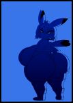  absurd_res anthro big_breasts big_butt blue_background breasts butt clothing cosplay_pikachu_(costume) damncheezy ee female hi_res holding_butt huge_breasts huge_butt looking_back nintendo pikachu pikachu_libre pok&eacute;mon pok&eacute;mon_(species) simple_background solo standing thick_thighs video_games 