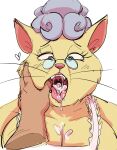 &lt;3 2019 anthro anthro_focus apron aunt_polly big_breasts black_eyebrows blush blush_lines bodily_fluids breasts bust_portrait cheek_tuft cleavage clothed clothing dbaru digital_media_(artwork) disembodied_hand domestic_cat eyebrows eyelashes eyewear facial_tuft felid feline felis female female_focus finger_fetish finger_in_mouth finger_play fingers fur glasses glistening glistening_tongue grey_hair hair hairy_arms half-closed_eyes hand_on_cheek hi_res human human_on_anthro interspecies looking_at_viewer looking_pleasured male male/female mammal mature_anthro mature_female narrowed_eyes open_mouth pink_nose pink_tongue portrait prick_ears saliva saliva_on_finger saliva_string sharp_teeth short_hair simple_background solo_focus tan_body tan_fur teeth tom_sawyer_(2000_film) tongue tongue_out tuft whiskers white_apron white_background white_body white_skin 